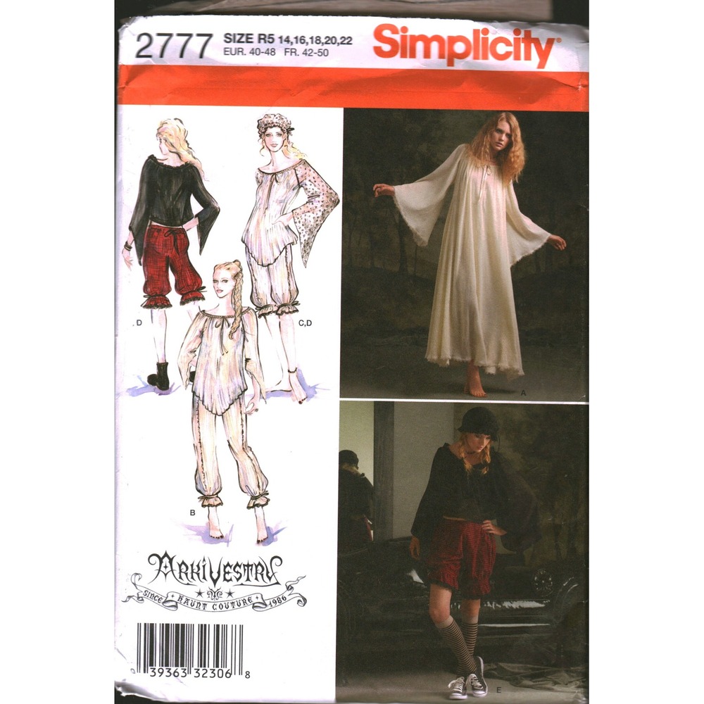 Simplicity 2777 Arkivestry Haunt Couture Pattern Gown Top Bloomers Size 14-22